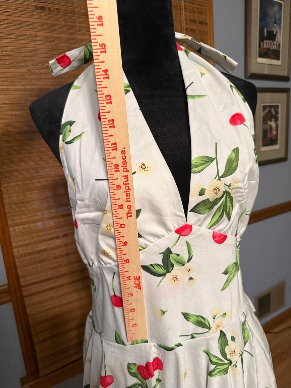 Maggie Tang White Halter Cherry Print Fit-and-Flare Dress - Picture 5 of 7